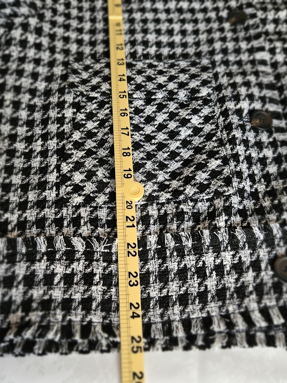 Johnston & Murphy NWT Black White Houndstooth Tweed Shacket Jacket Fringe L - Picture 8 of 15